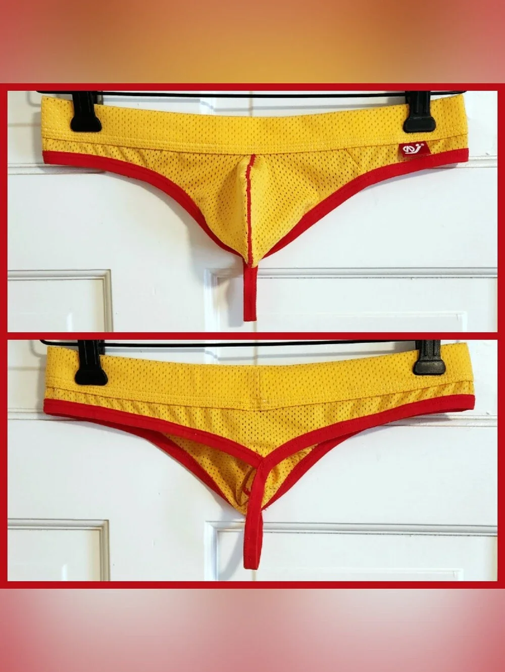 😈Wang Jiang😈 - Yellow/Red Mesh G-String